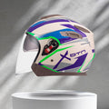 Racing-Inspired X Pattern Abs 3/4 Face Helmet Trendy Street Compact Lines Switch Control Double Lens