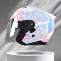 Striking Graffiti 3D Lining 3/4 Face Helmet With Bluetooth Slot Dynamic Lines For Indie Riders
