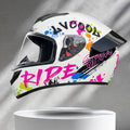 Vibrant Airy Graffiti Custom-painted ABS Full Face Helmet with DOT Recognized For Adults